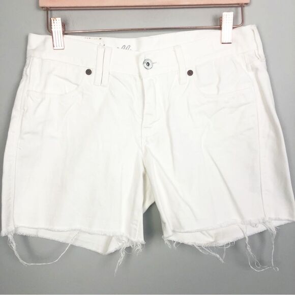 MADEWELL | White Denim Mid-Rise Cut Off Jean Shorts Women’s Size 26 (2) - Picture 2 of 7